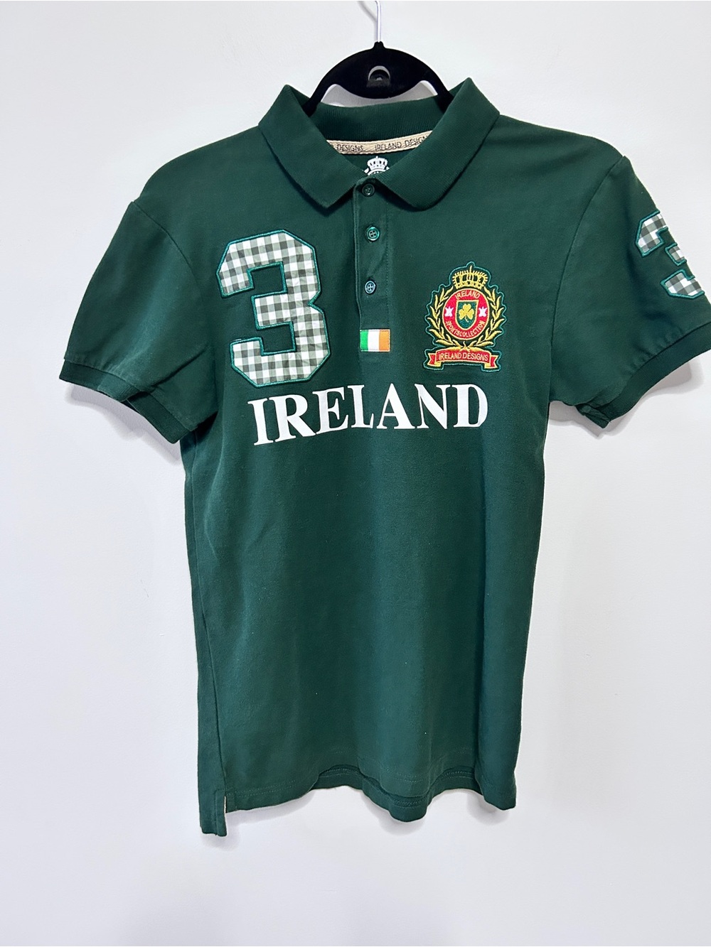 Ireland Designs Polo Shirt - Dark Green Mens Small slim fit Sports IRISH DESC
